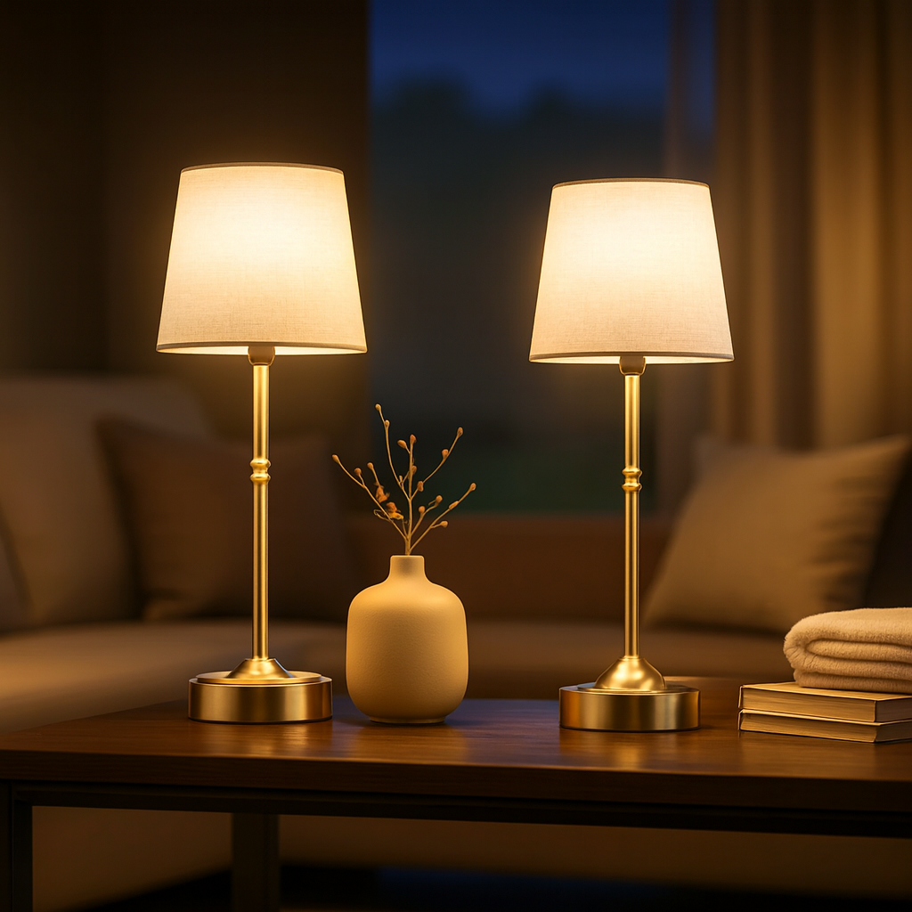 Fabric Shade Accent Stem Touch Control Table Lamp
