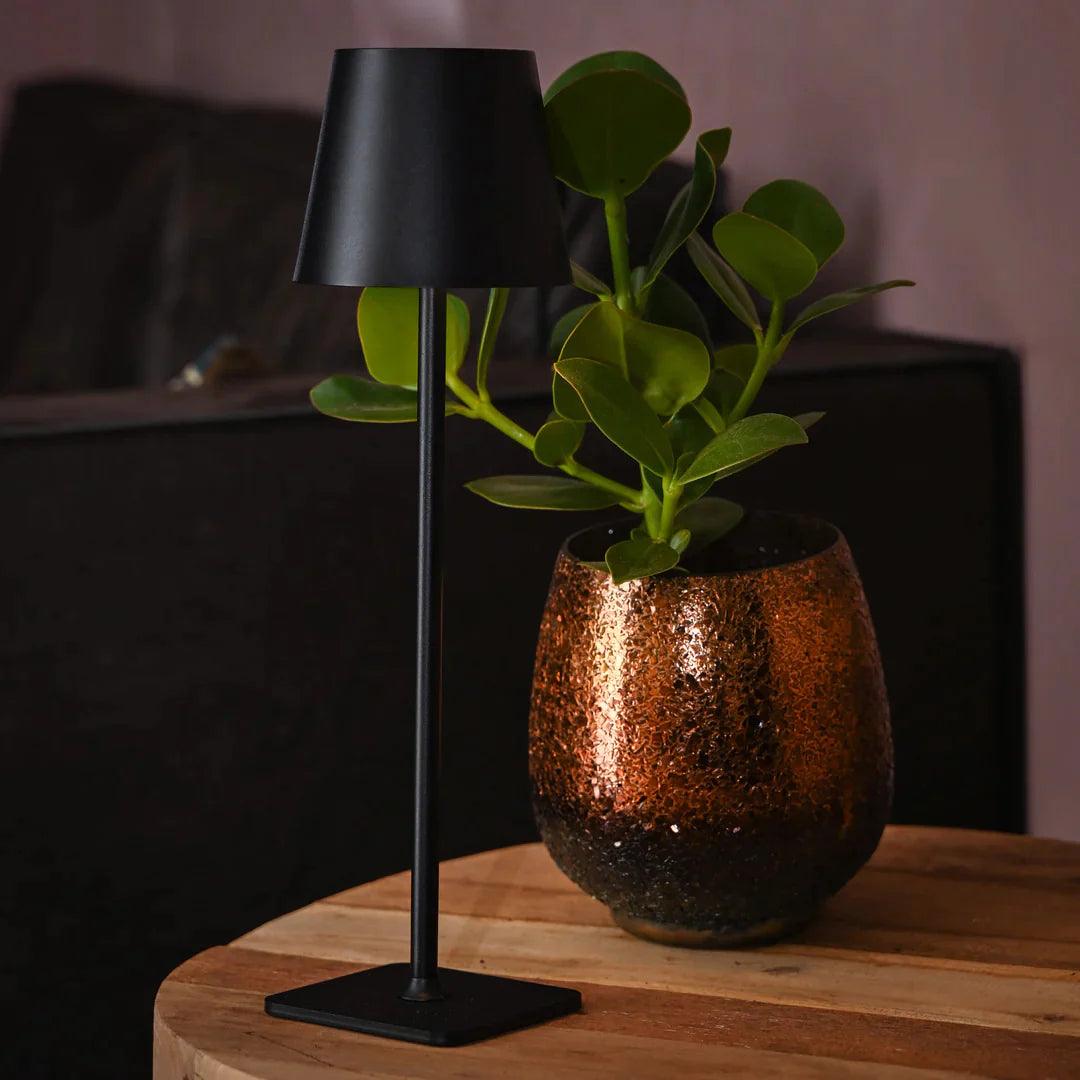 Brass Rechargeable Cordless Table Lamp, Minimalist Metal Portable LED Desk Lamp 