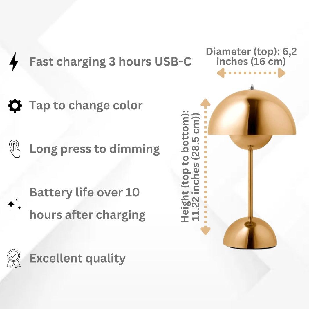 Dual Dome Sculpted Touch Control Cordless Lamp