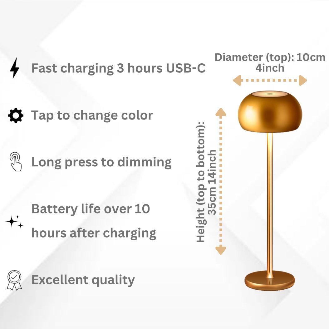 Dome Top Tall Stem Touch Control Rechargeable Table Lamp