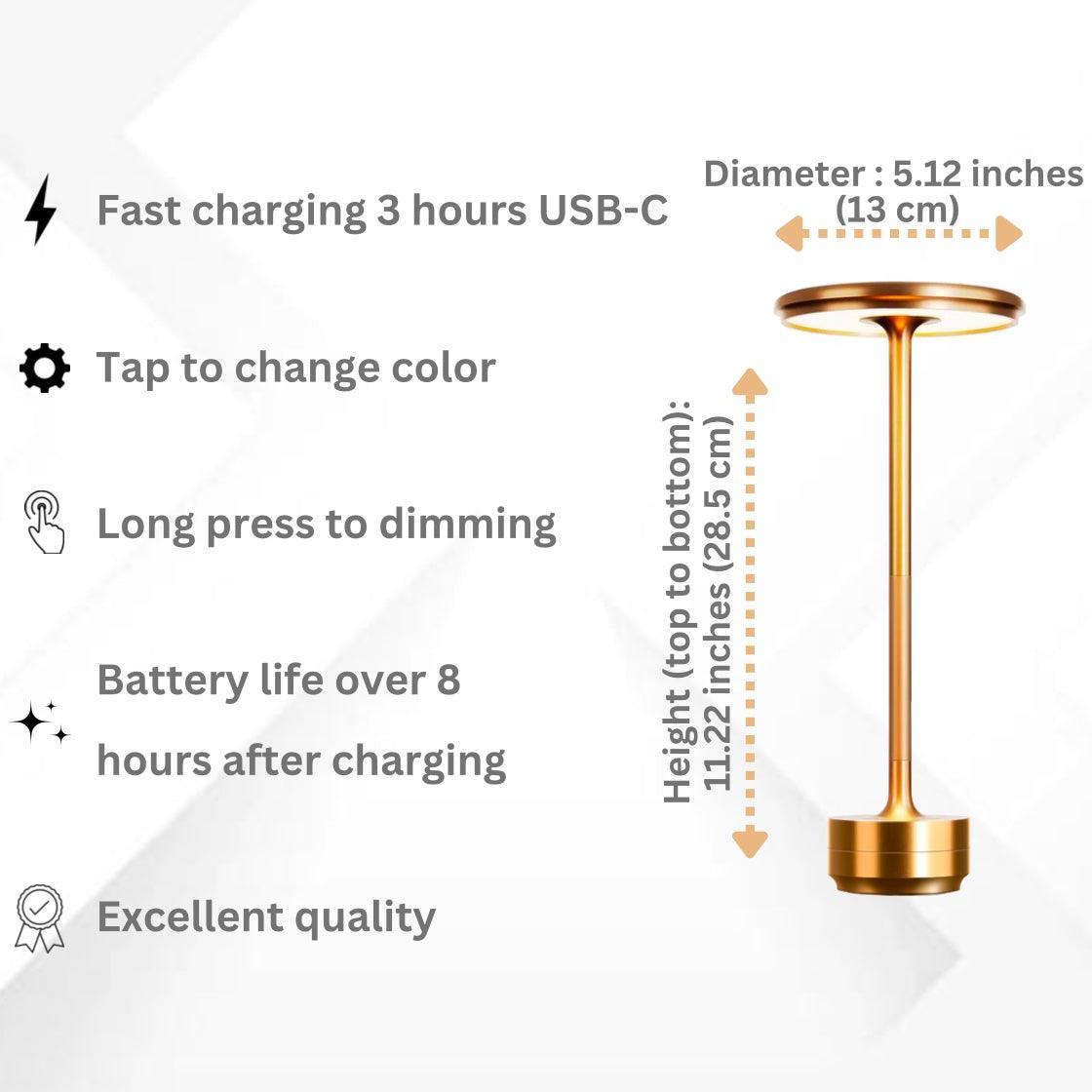 Ring Top Slim Stem Touch Control Cordless Lamp