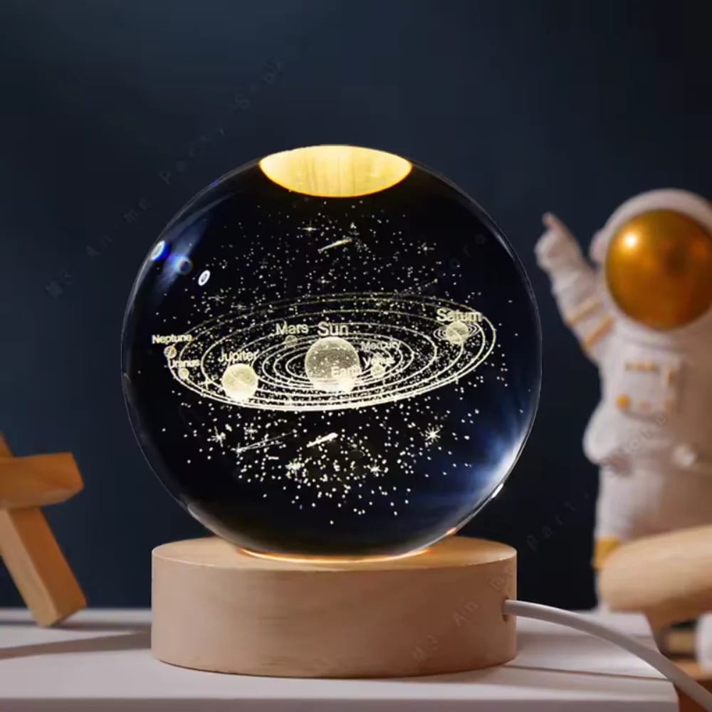 3D Moon Crystal Ball Lamp | Magical Space Night Light