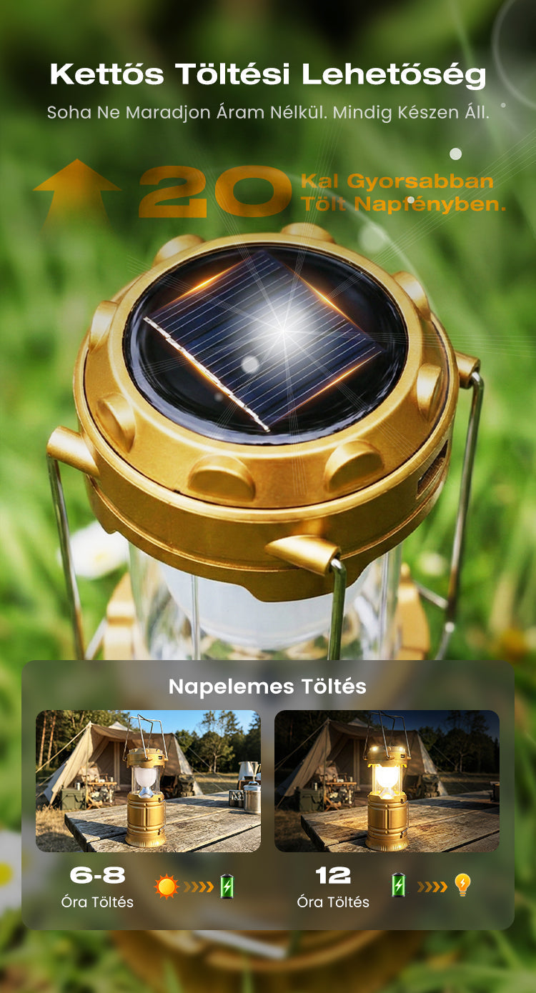 Solar-powered retractable camping lantern
