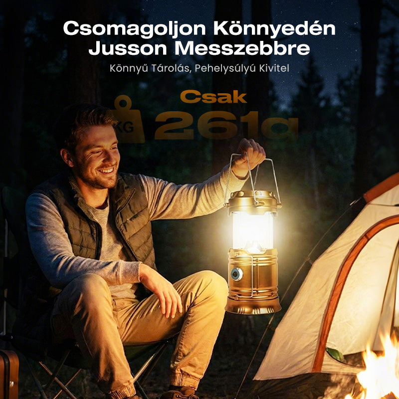 Solar-powered retractable camping lantern