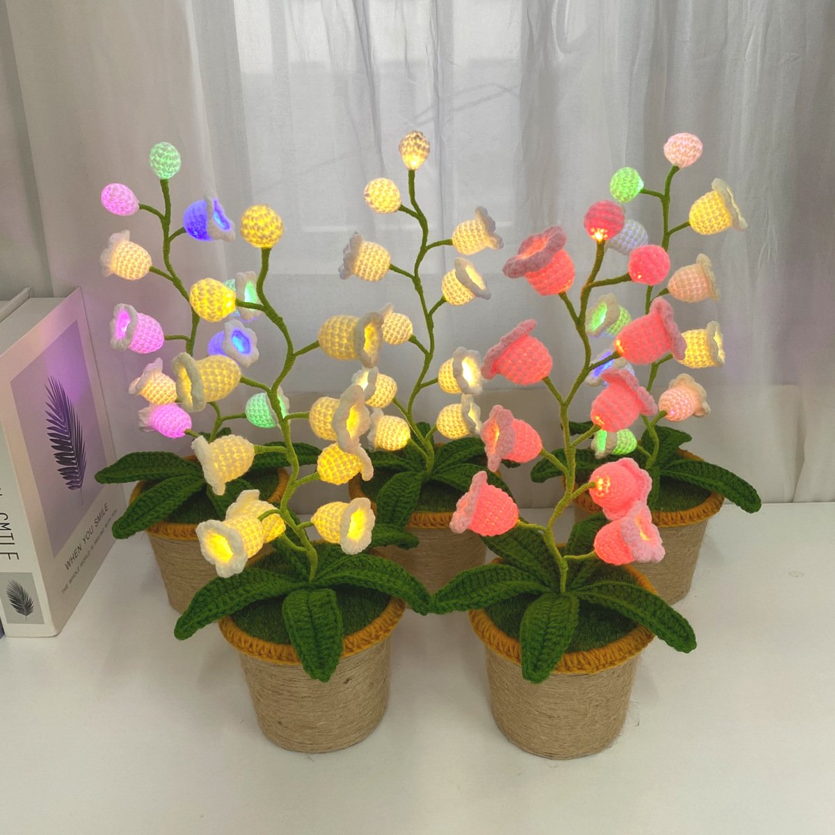 Knitted Bellflower Potted Light – Dreamy Aesthetic Room Decor