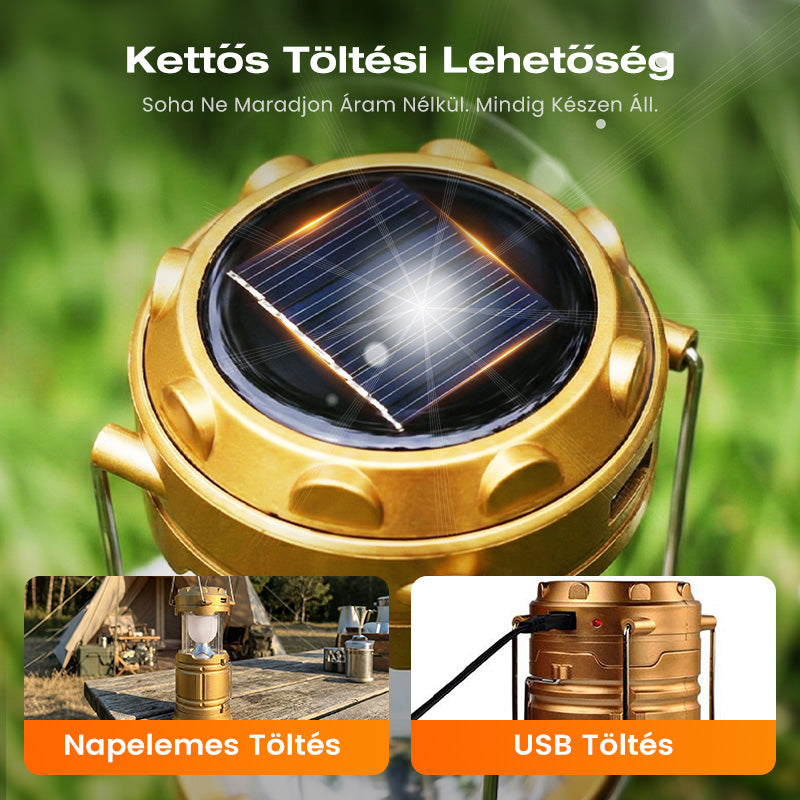 Solar-powered retractable camping lantern