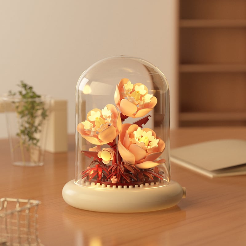 Flower-shaped building block night light, with base🌻🌷