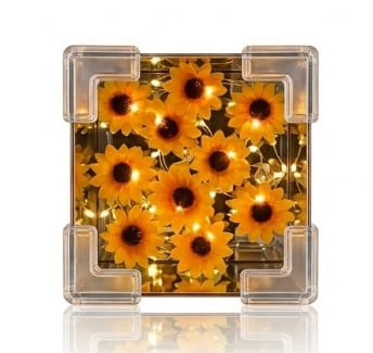 DIY Sunflower Cube Mirror Night Light, Infinite Sea of Flowers Desk Lamp