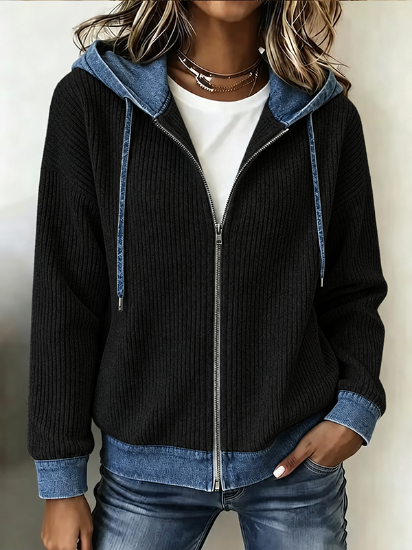 Women Striped Long Sleeve Hoodie Casual Spring/Fall Jacket Outerwear