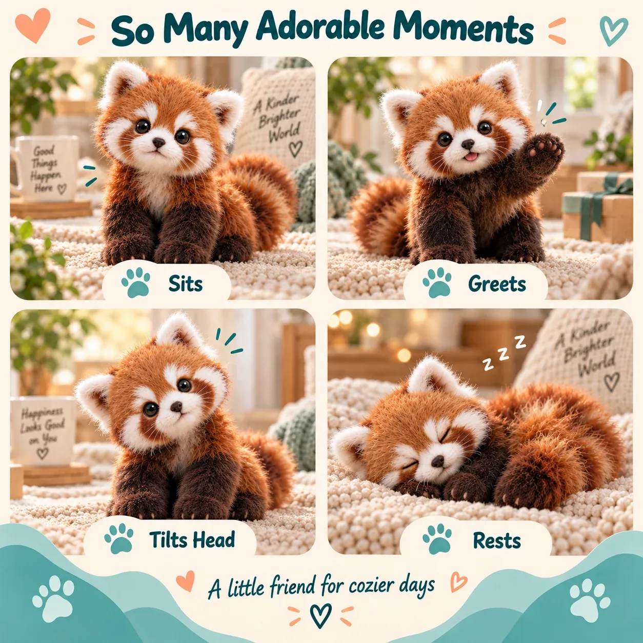 🐾❤️ Best Sellers CuddlePurrTM Red Panda – Interactive Plush Companion | A Little Friend, A Lot of Love