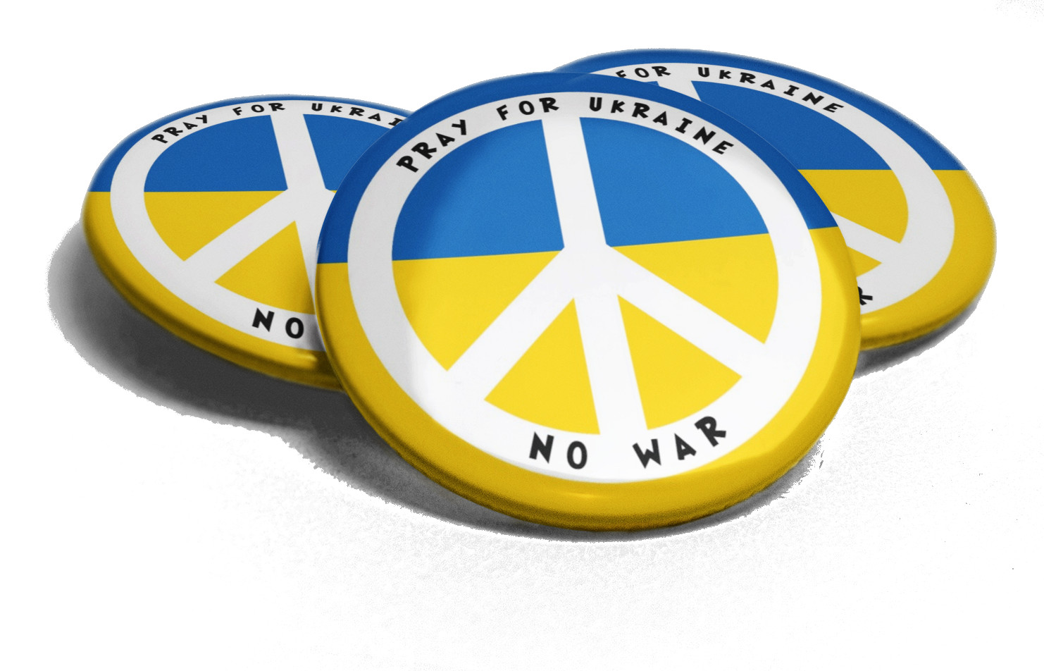 Set Buttons Ukraine mit Peace Zeichen 59mm Ansteck-Pin 3xPeace