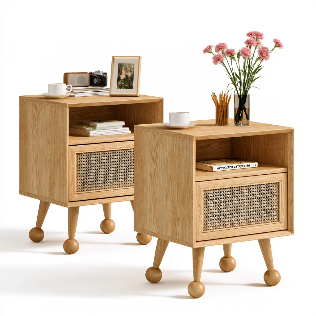 Nachttisch, aus Polyrattan, Farbe: hellbraun-ashcraftco