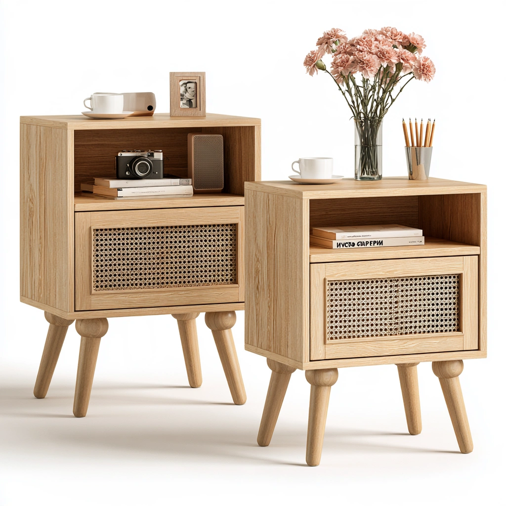 Nachttisch, aus Polyrattan, Farbe: hellbraun-ashcraftco