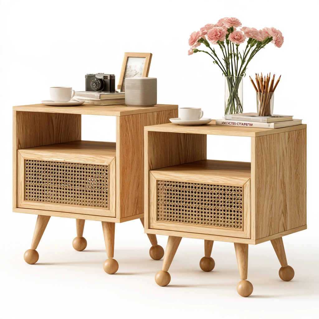 Nachttisch, aus Polyrattan, Farbe: hellbraun-ashcraftco