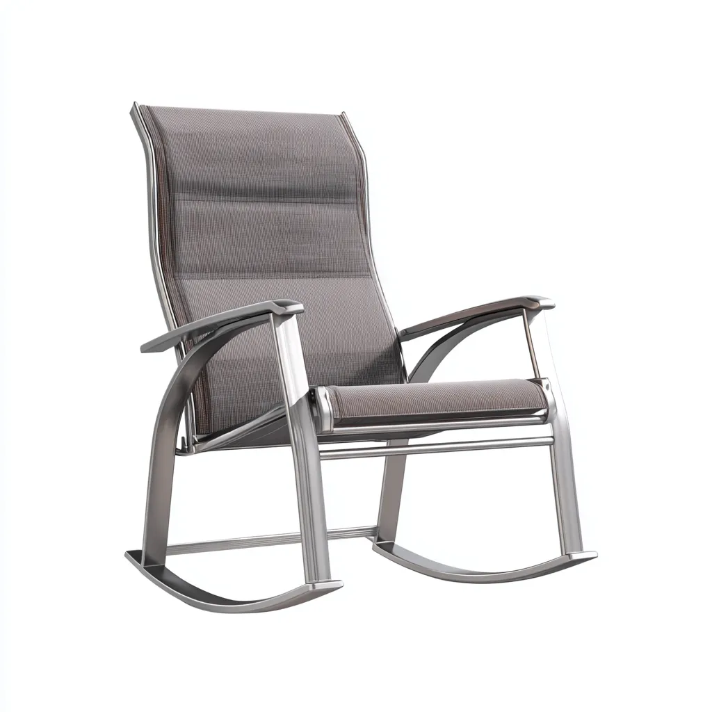 Sillón mecedora de malla 66x96x102 cm - gris - estilo ligero para sala de estar-Dodialiving