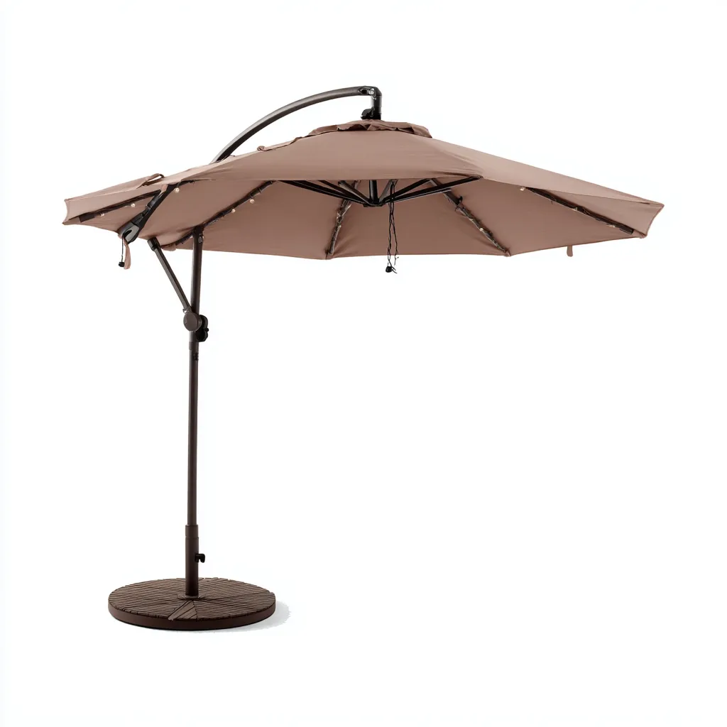 Sombrilla grande para exteriores 300×300×250 cm - marrón y negro - diseño lateral suspendido-Dodialiving