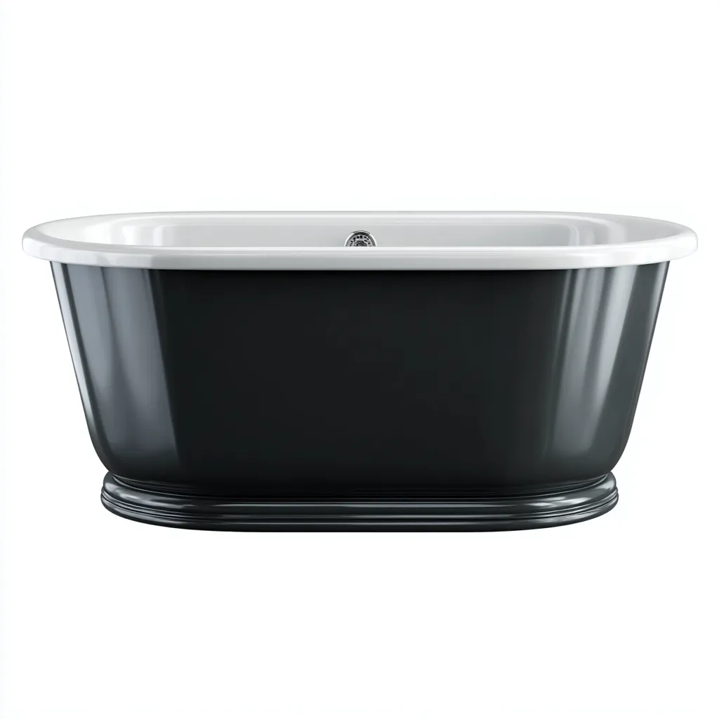 Bañera exenta 170×78×66 cm - negro/blanco - base integrada y diseño clásico renovado para baño-Dodialiving