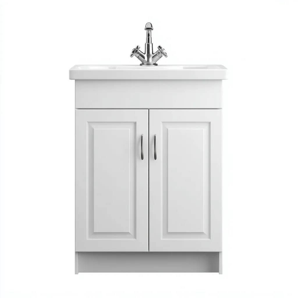 Lavabo con mueble 60×45×85 cm - blanco - estilo clásico para baño-Dodialiving