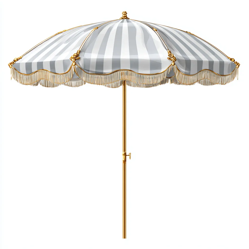 Sombrilla grande para exteriores 270×270×250 cm - gris/blanco - diseño clásico con flecos para terraza y jardín-Dodialiving