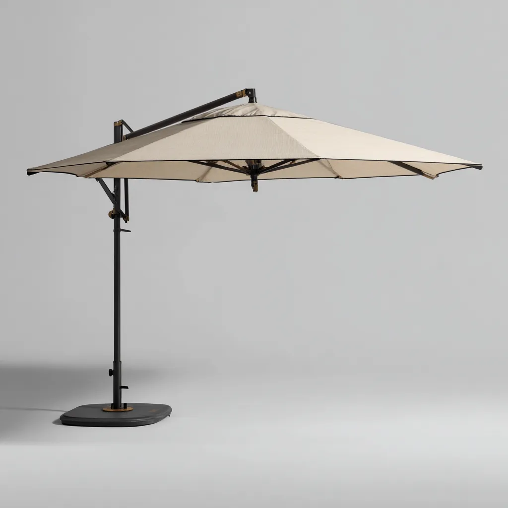 Sombrilla grande para exteriores 300×300×260 cm - beige/negro - brazo lateral para jardín-Dodialiving