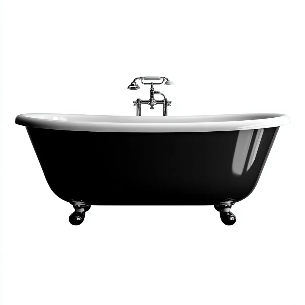 Bañera exenta 170×78×60 cm - acrílico negro/blanco - diseño ovalado moderno para baño-Dodialiving