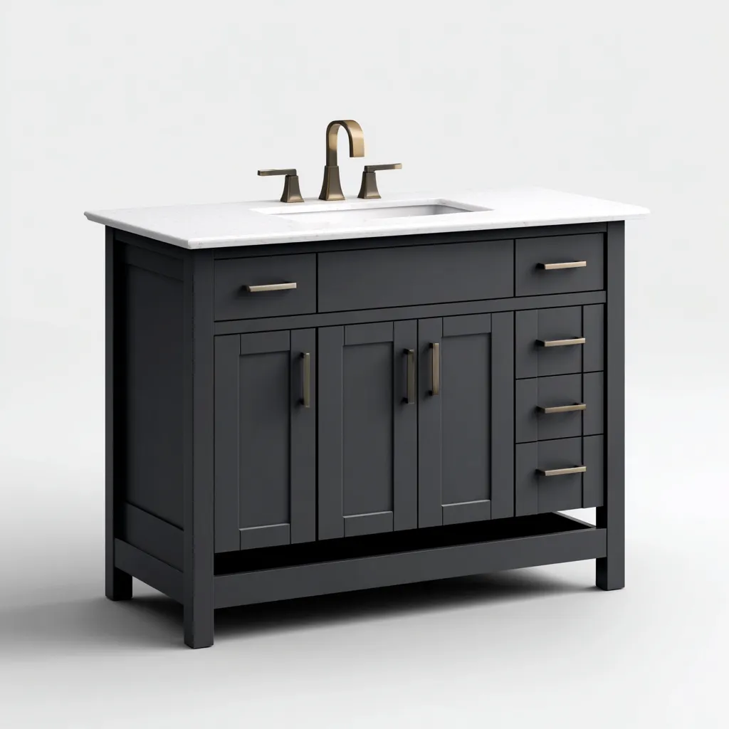 Mueble de baño con lavabo 100×50×88 cm - gris oscuro y blanco - estilo contemporáneo-Dodialiving