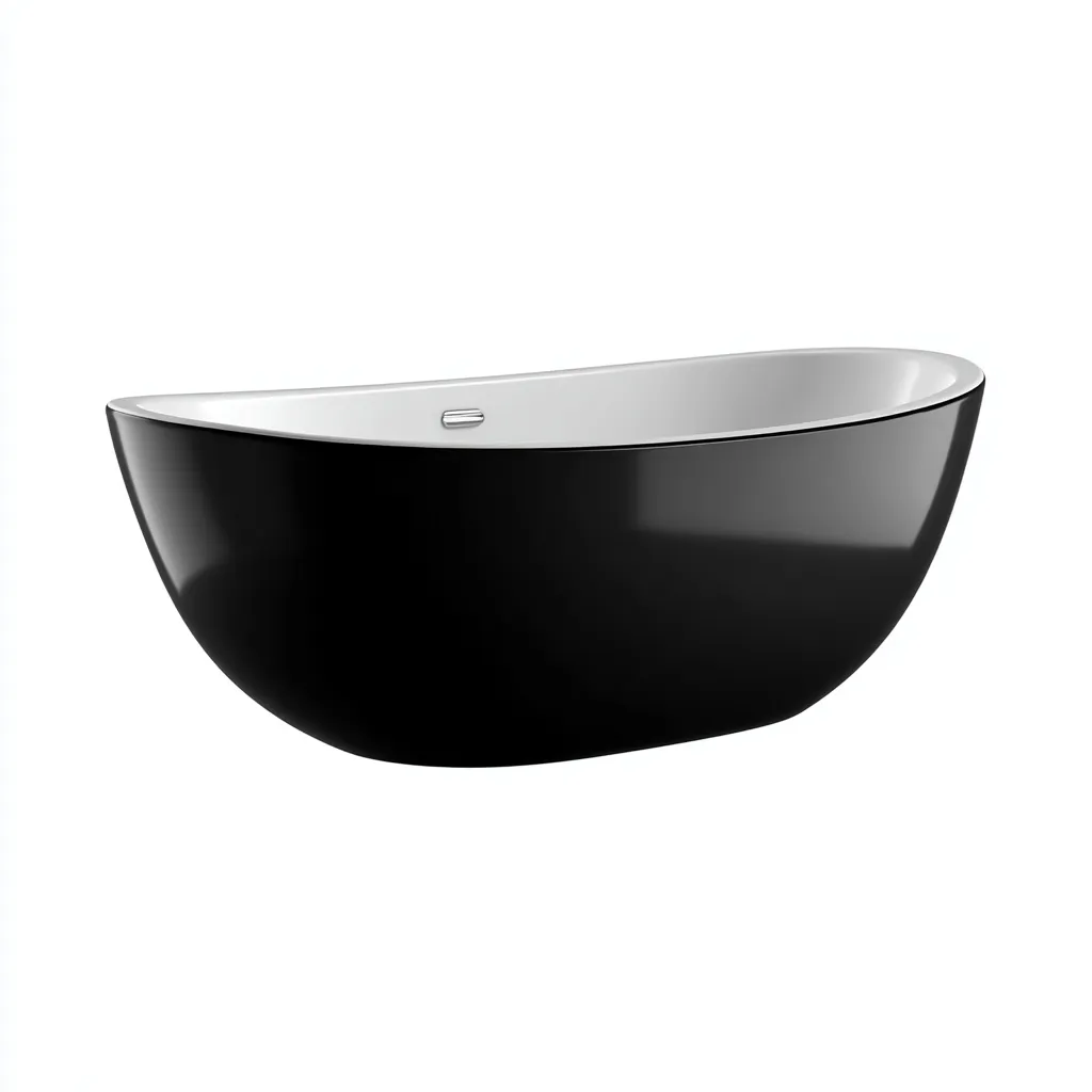 Bañera exenta 168×75×66 cm - acrílico negro/blanco - estilo clásico con base integrada para baño-Dodialiving