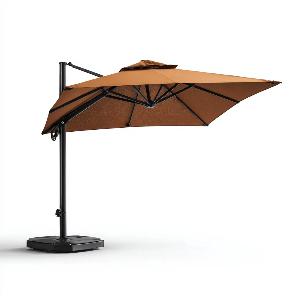 Exterior Sombrilla grande para exteriores 300x300x255 cm - marrón y negro - soporte lateral articulado para jardín-Dodialiving