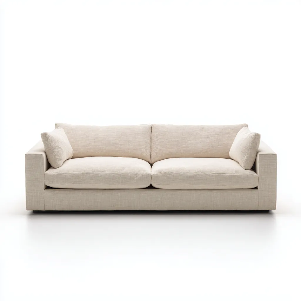 Sofá 3 plazas de tela 218×94×85 cm - beige - respaldo mullido y diseño contemporáneo para sala de estar-Dodialiving