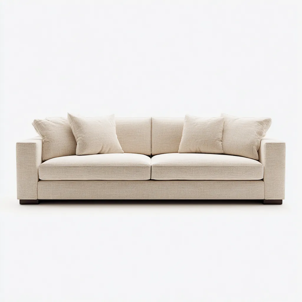 Sofá de sala de estar 220×95×82 cm - beige - estilo minimalista de asiento amplio-Dodialiving