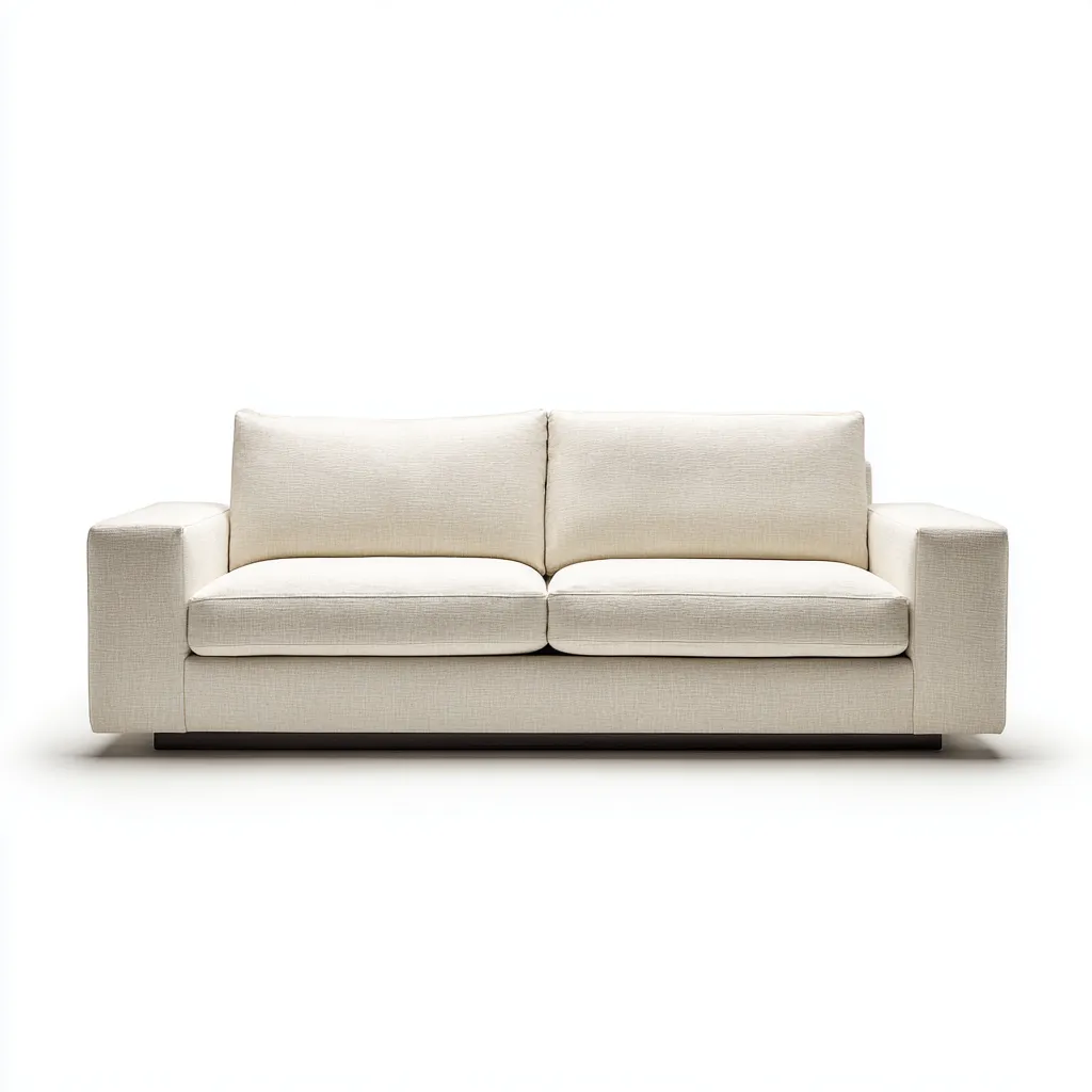 Sofá 3 plazas de tela 214×92×86 cm - beige - asiento amplio y líneas rectas para sala de estar-Dodialiving
