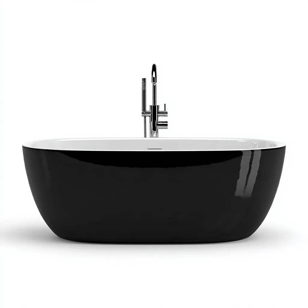 Bañera exenta ovalada 165×75×58 cm - negro/blanco - perfil redondeado para baño contemporáneo-Dodialiving