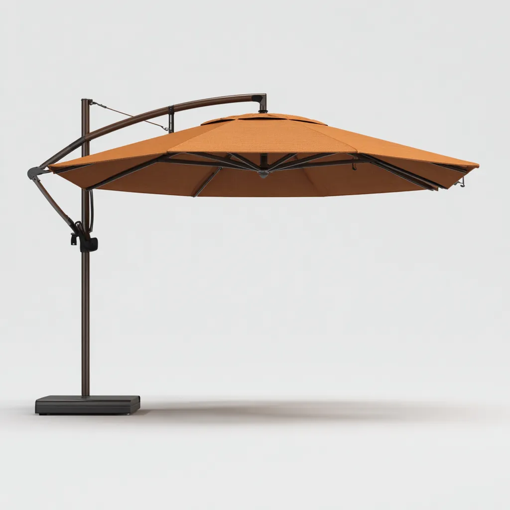 Sombrilla grande para exteriores 300×300×265 cm - naranja/marrón - brazo lateral y cubierta amplia para jardín-Dodialiving