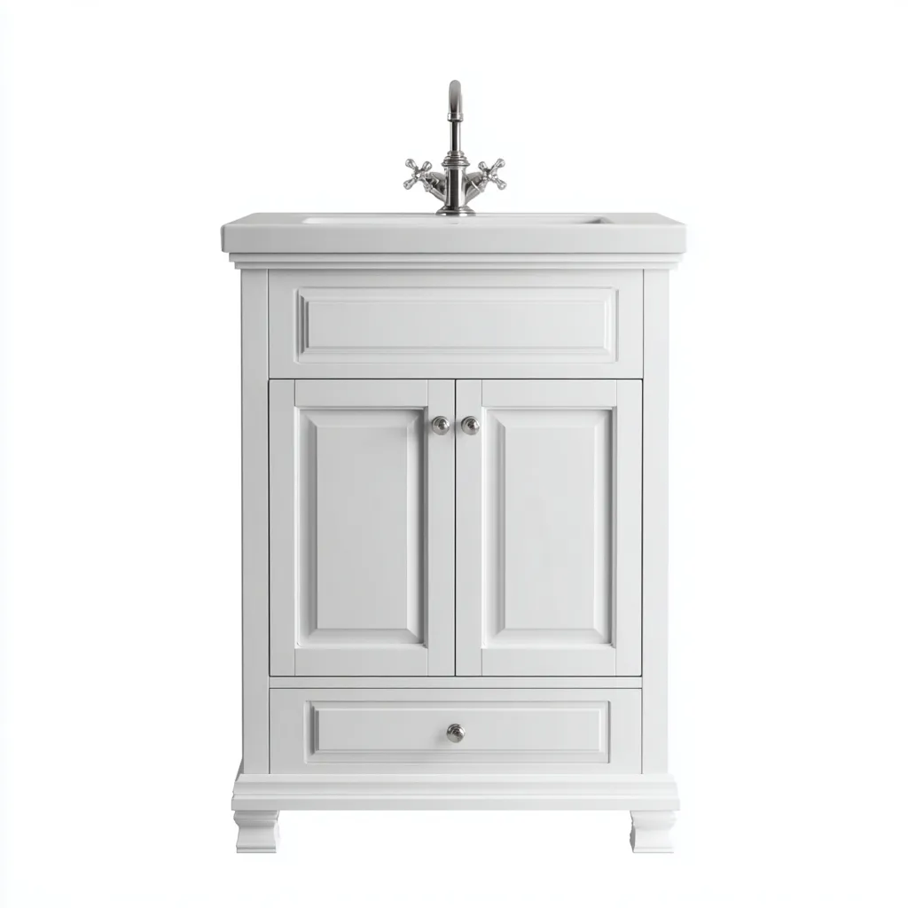 Baño Lavabo con mueble de madera 65x45x88 cm - blanco - diseño clásico con almacenaje-Dodialiving