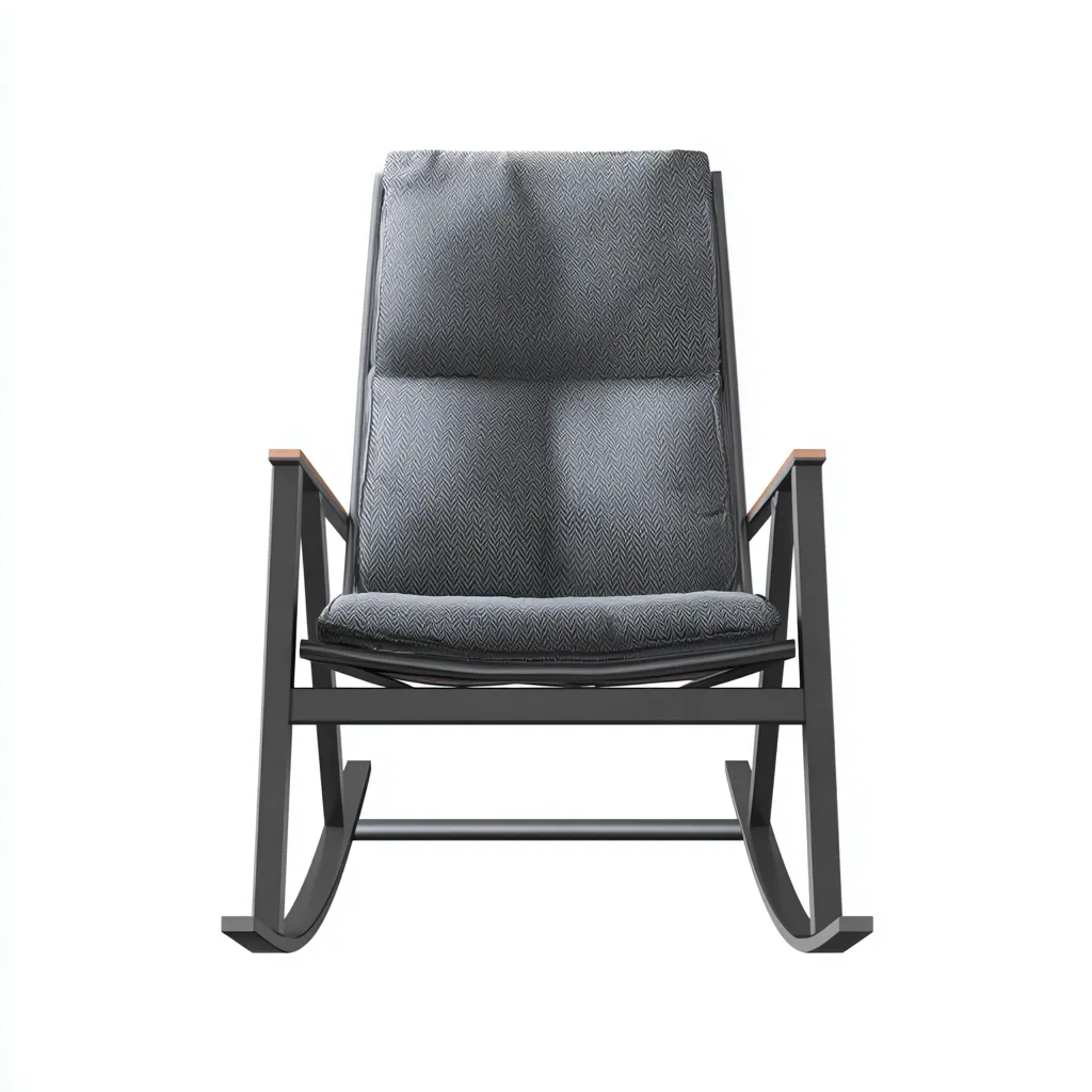 Sillón mecedora para sala de estar 70×92×102 cm - gris oscuro/negro - con balanceo suave-Dodialiving
