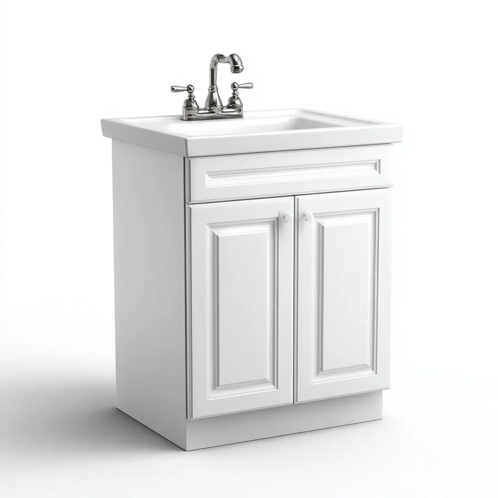 Lavabo con mueble 62×46×86 cm - blanco - diseño clásico para baño-Dodialiving