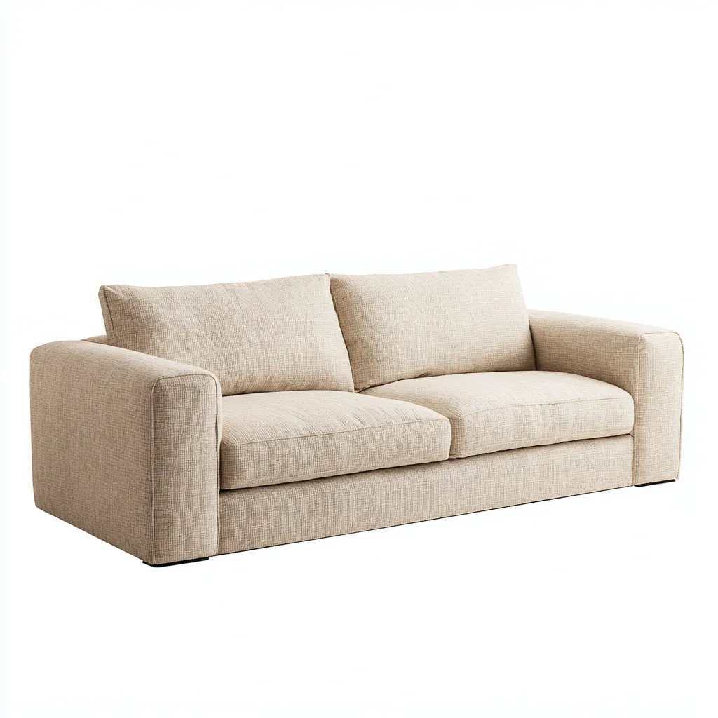 Sofá 3 plazas de tela 210×90×85 cm - beige - diseño recto para sala de estar-Dodialiving