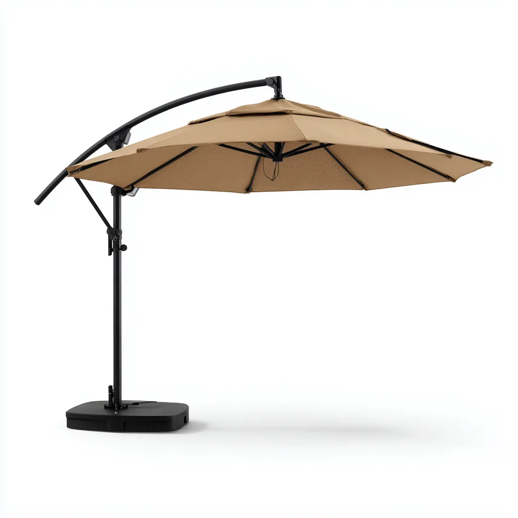 Exterior Sombrilla grande para exteriores 300x300x260 cm - beige y negro - brazo lateral curvo para terraza-Dodialiving