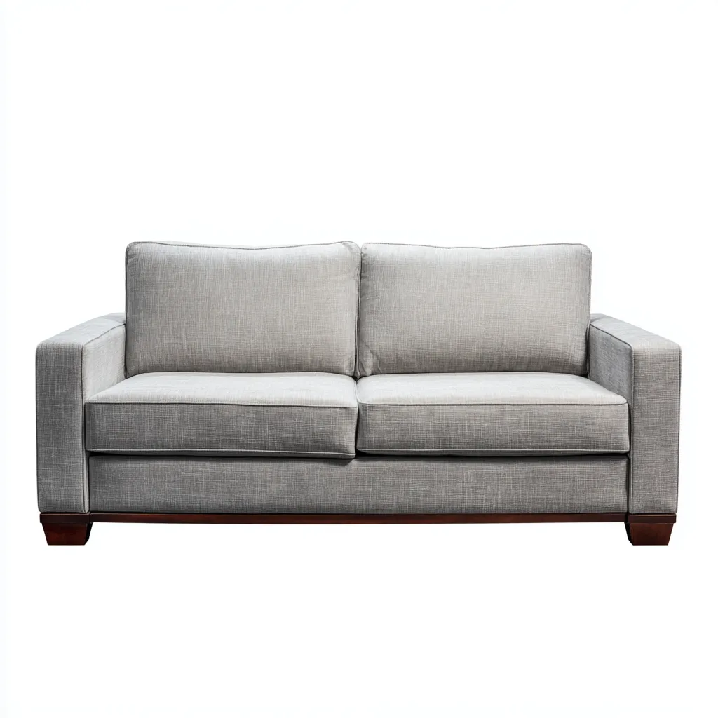 Sala de estar Sofá tapizado 205x90x84 cm - gris claro - estructura recta con base de madera-Zaviarastudio