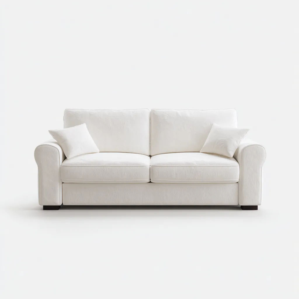 Sofá 2 plazas de tela 176×90×85 cm - blanco - respaldo acolchado y formato compacto para sala de estar-Zaviarastudio