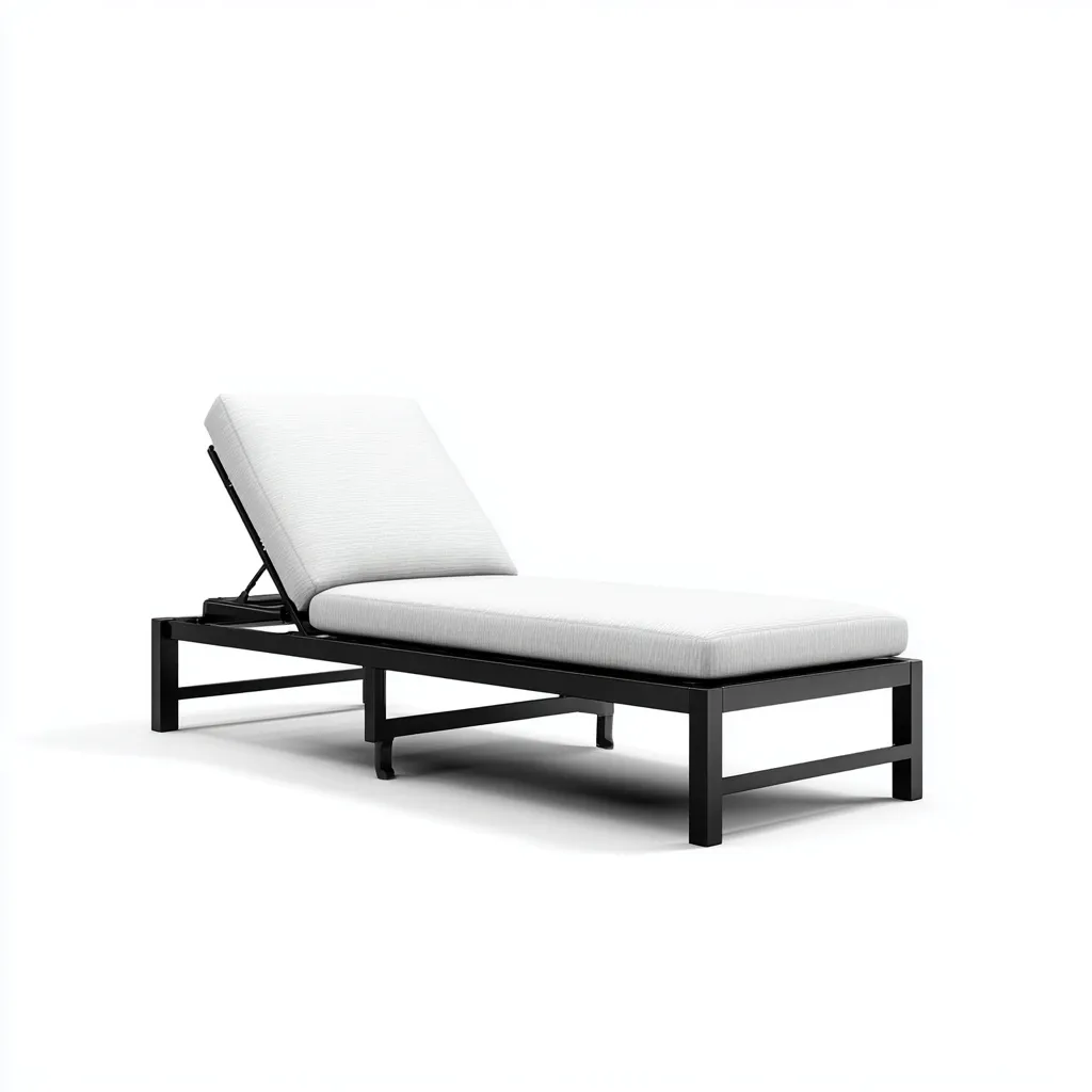 Tumbona de playa 195×65×88 cm - blanco/negro - para exterior con cojín acolchado y respaldo ajustable-Zaviarastudio