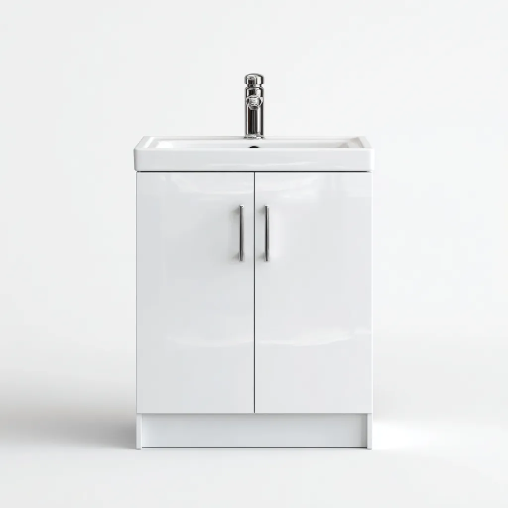 Baño Lavabo con mueble independiente 80x45x85 cm - blanco - acabado brillante para baño moderno-Zaviarastudio