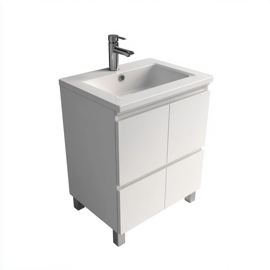 Mueble de baño con lavabo 65×45×84 cm - blanco - diseño elevado de líneas limpias-Zaviarastudio