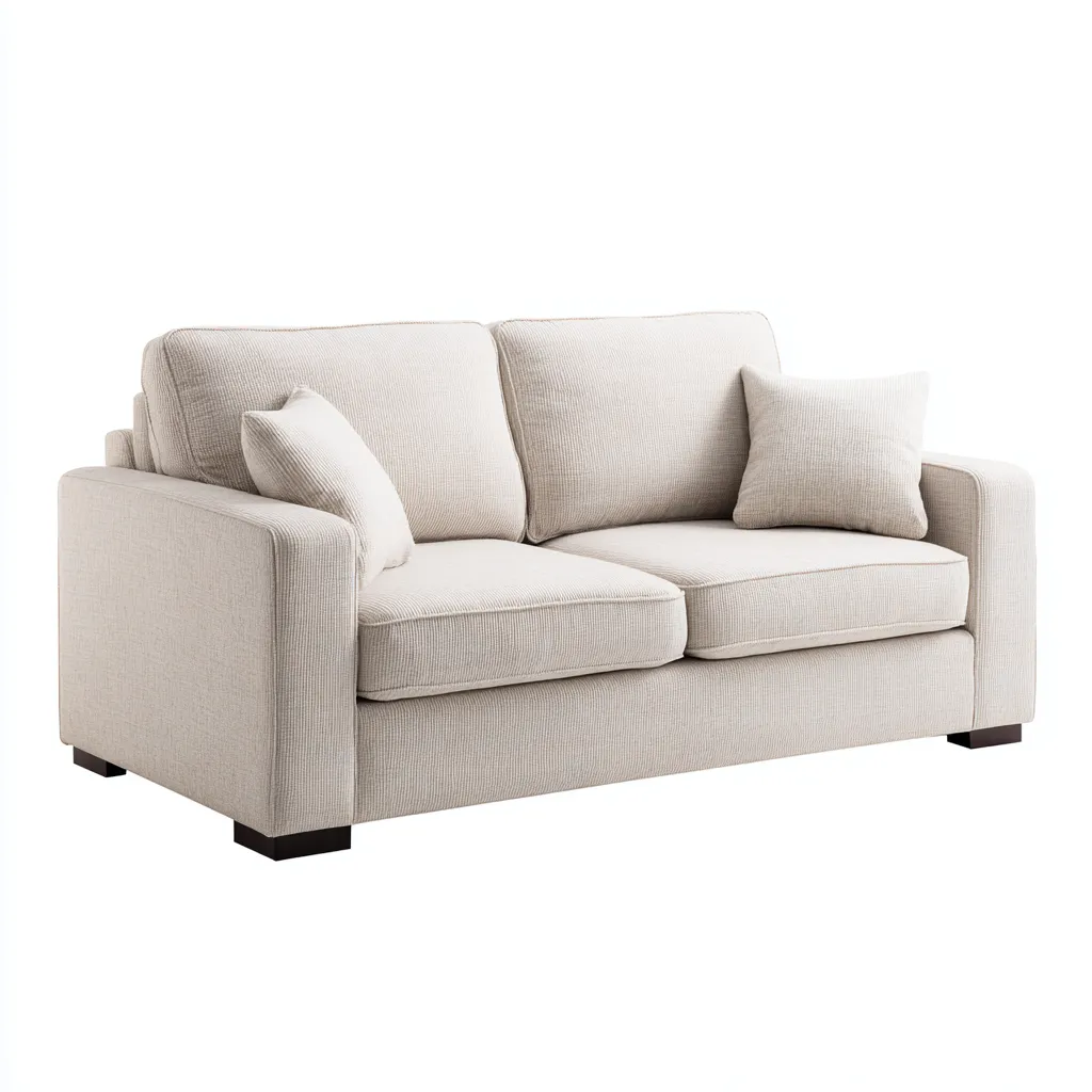 Sofá 2 plazas de tela 174×86×83 cm - beige - reposabrazos rectos y diseño cómodo para sala de estar-Zaviarastudio