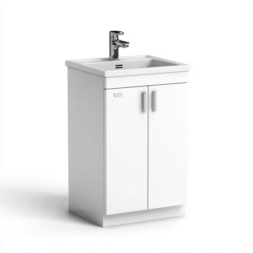 Mueble de baño con lavabo 50×40×82 cm - blanco - formato estrecho compacto-Zaviarastudio