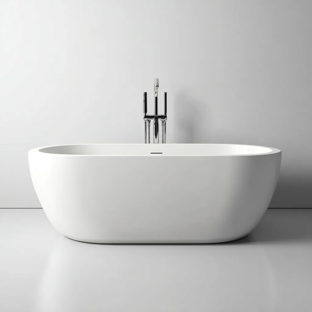 Bañera exenta ovalada 170×78×59 cm - blanco - perfil envolvente y diseño limpio para baño moderno-Zaviarastudio