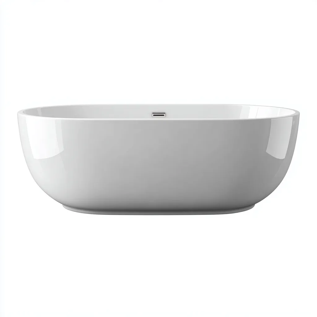 Bañera exenta ovalada 168×76×58 cm - blanco - líneas redondeadas y diseño minimalista para baño-Zaviarastudio