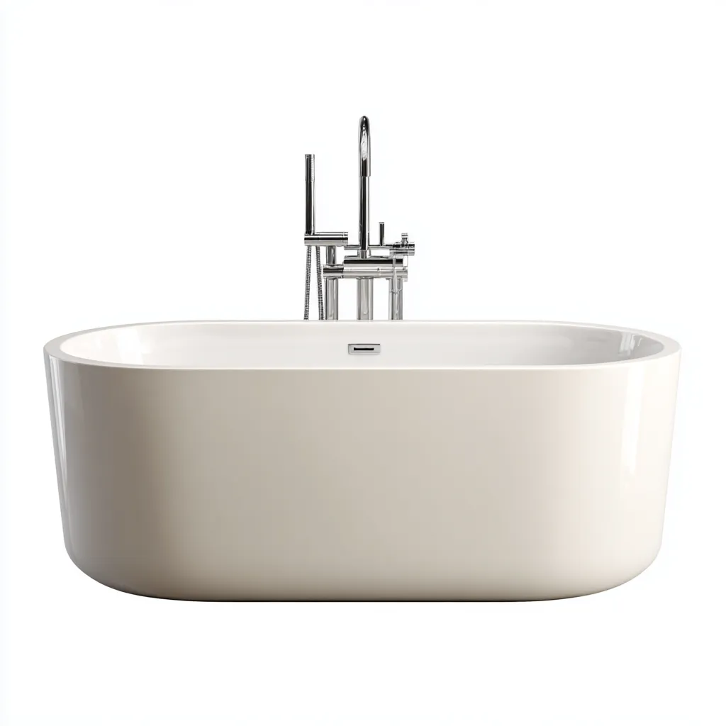 Bañera exenta 172×78×60 cm - blanco - cuerpo ovalado amplio y estilo contemporáneo para baño-Zaviarastudio