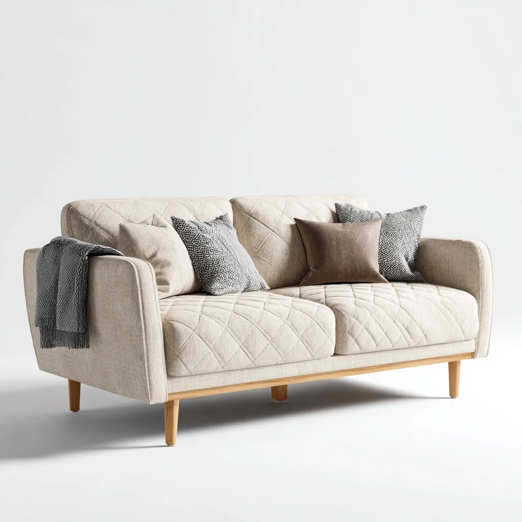 Sofá 2 plazas de tela 178×88×84 cm - marrón - diseño recto con patas elevadas para sala de estar-Zaviarastudio