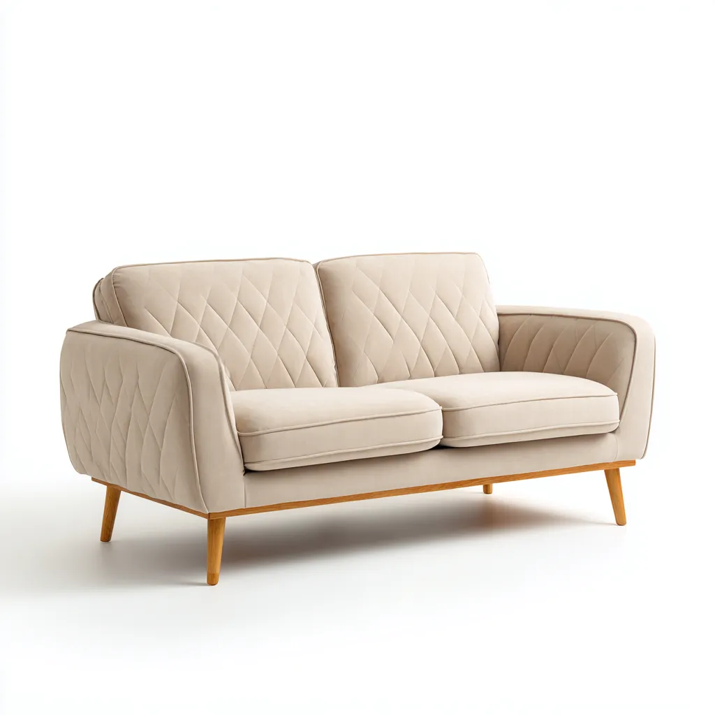 Sofá de sala de estar 176×88×81 cm - beige claro y roble claro - estilo nórdico geométrico-Zaviarastudio